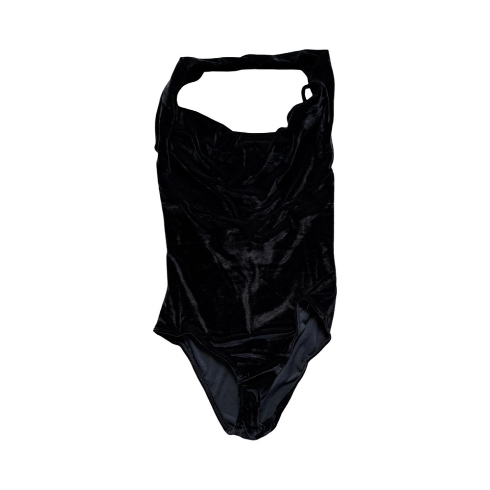 Goth Folter Black Velvet Bodysuit Size: Large